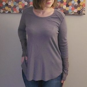 Blue/Grey Long Laced Sleeve Top